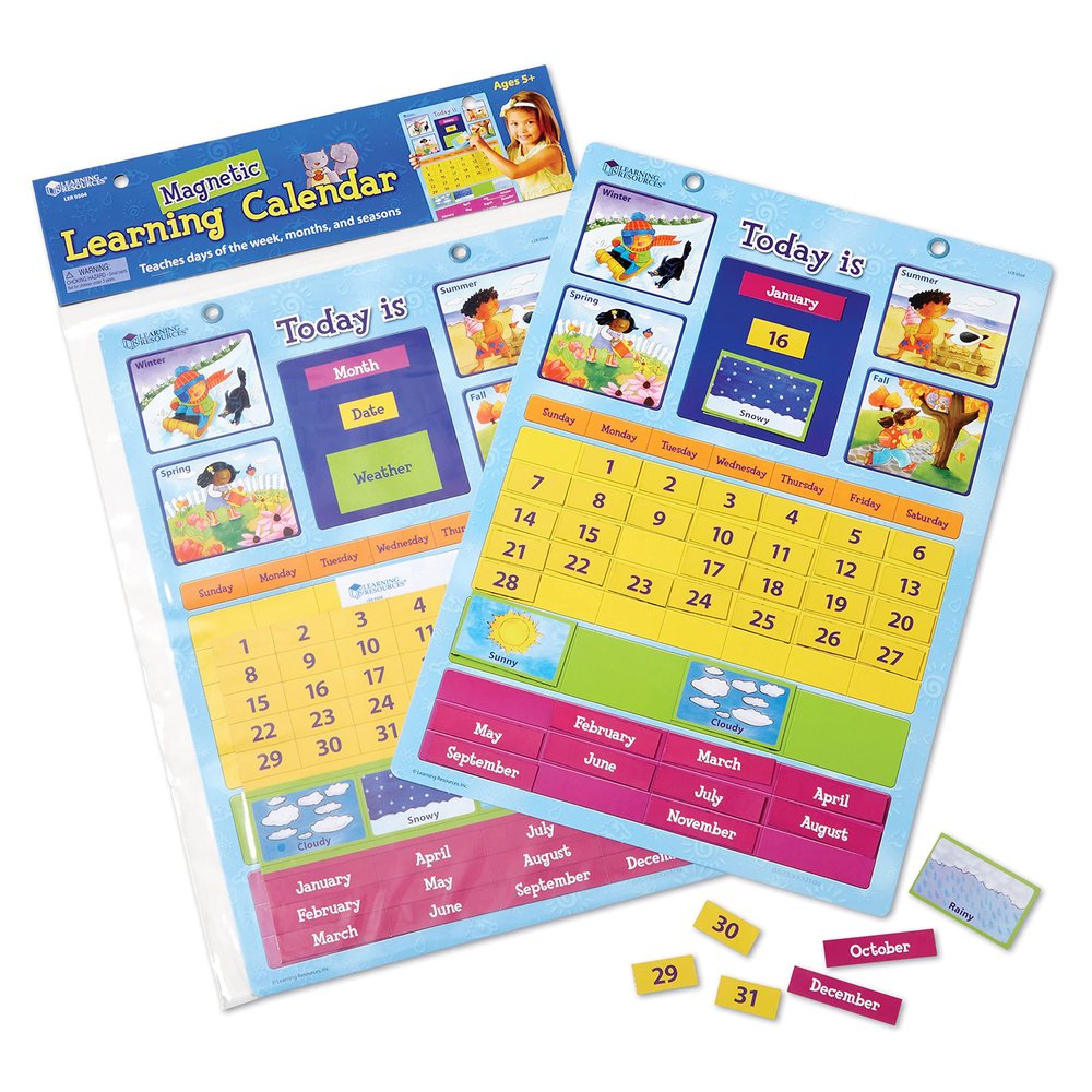 Learning Resources Magnetic Learning Calendar, 51 Magnetic Pieces & Calendar, Measures 12" x 16-1/2", Back to School Supplies,Teacher Supplies for Classroom