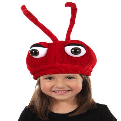 elope Kid's Soft Ant Hat - Velvet Beret Style Hat with Antennae and Eyes - Standard - Red