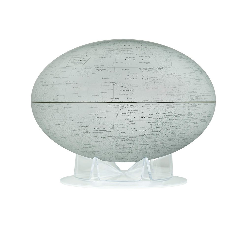 12" Diameter Moon Globe, NASA Approved with over 3000 Place Names and a Free Mount Acrylic Base. This extraordinary 12 diameter globe accurately depicts the geographical features of the Earths moon, including craters, seas and mountain ranges. NASA