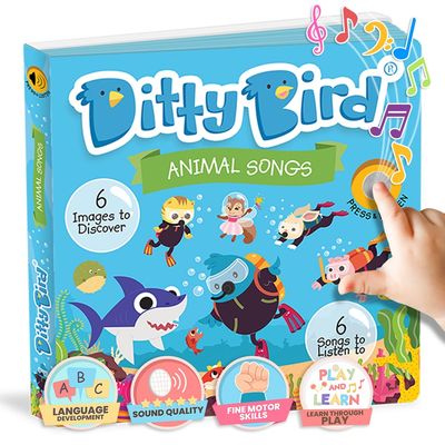 Ditty Bird Animal Songs Book for Toddlers  Interactive Sound Book with Baby Shark & More | Musical Board Book for 1-3 Year Olds | Fun, Realistic Animal Sounds | Sturdy Sensory Book for Baby