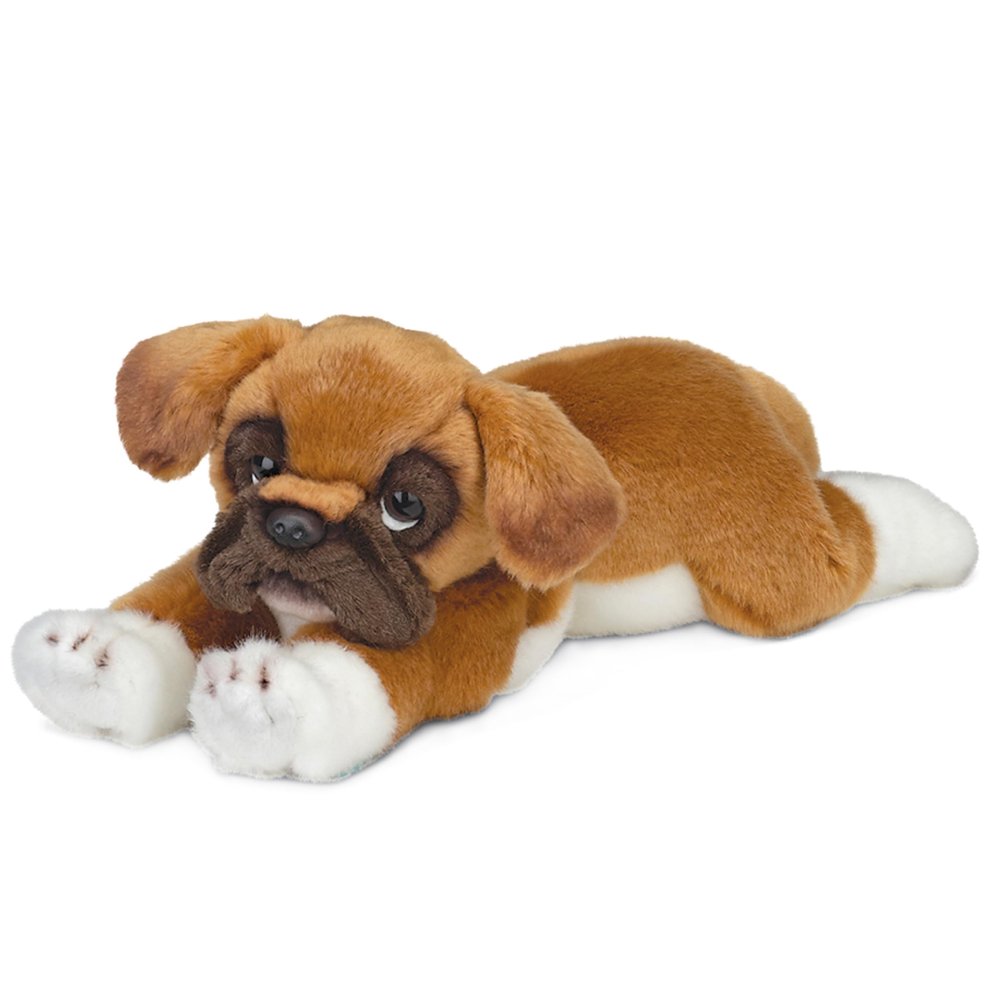 Bearington Dog Stuffed Animal - Realistic Dog Plush Boxer Brown Puppy Plushies for Kids - Roscoe 15"
