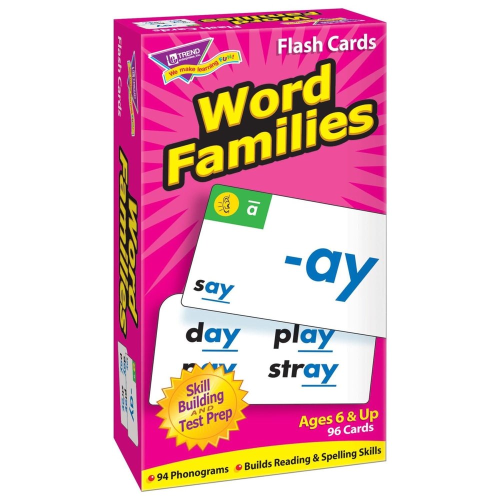 Trend Enterprises: Word Families Skill Drill Flash Cards, Content-Rich Cards to Practice and Master, Great for Skill Building and Test Prep, 96 Cards Included, Ages 6 and Up