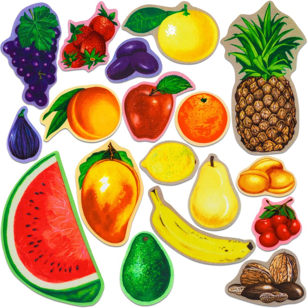 Little Folk Visuals Fruits and Nuts Precut Felt Pieces, 18 Pieces Set