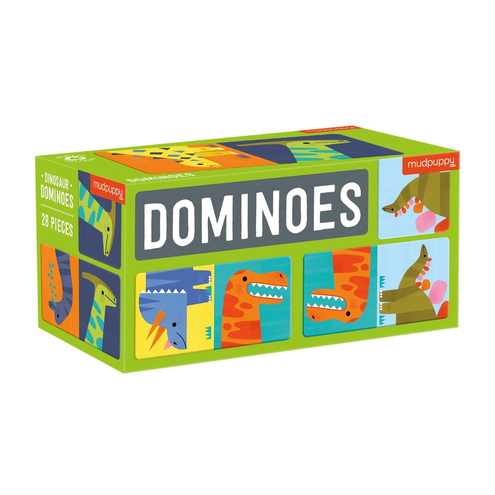 Mudpuppy Dinosaur Dominoes Giant Domino Set for Kids, Matching Game for Ages 3-8, 2+ Players Includes 28 Jumbo Double-Sided Dominoes