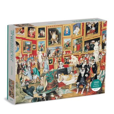 Galison Tribuna of The Uffizi Meowsterpiece of Western Art Puzzle, 1500 Pieces, 32 x 23.75 Difficult Jigsaw Puzzle Featuring Amusing Cat Illustration Challenging Family Activity