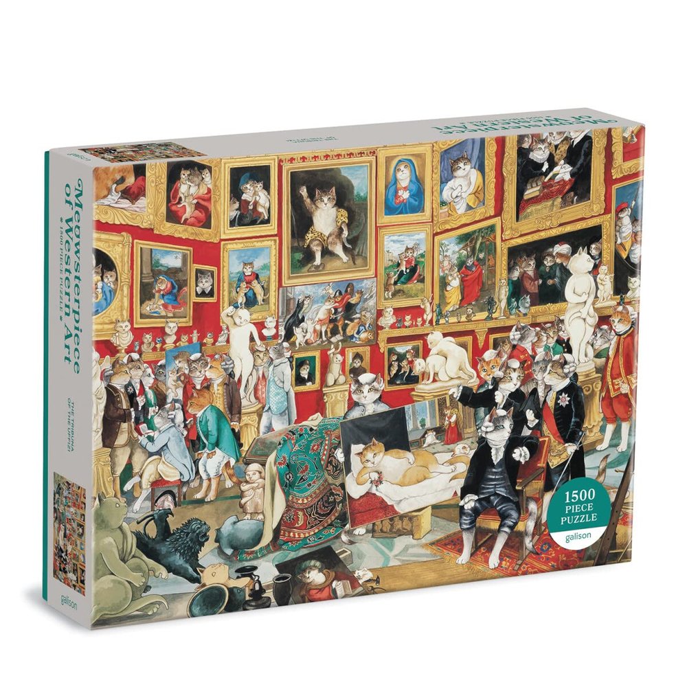 Galison Tribuna of The Uffizi Meowsterpiece of Western Art Puzzle, 1500 Pieces, 32 x 23.75 Difficult Jigsaw Puzzle Featuring Amusing Cat Illustration Challenging Family Activity
