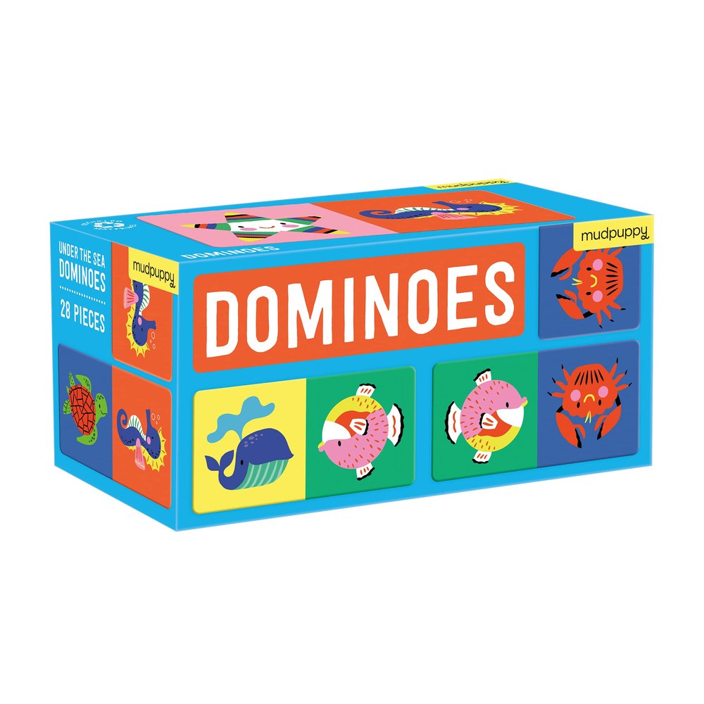 Under The Sea Dominoes from Mudpuppy, Features 28 Oversized, beautifuly Decorated Double-Sided Dominoes, Perfect for 2-4 Players, Ages 3-8, Fun for Family Game Night!