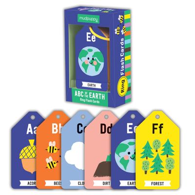 Mudpuppy ABCs of The Earth Ring Flashcards 26 Durable Double Sided Alphabet Ecological Cards and Reclosable Ring with Colorful Art for Age 1+ Perfect for Preschool Or Travel for Teachers and Parent
