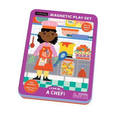 I Can Be... A Chef! Magnetic Play Set from Mudpuppy, Includes 2 Brightly Illustrated Background Scenes and 40+ Mix and Match Magnets, Perfect for Travel Activities on The Go!, Ages 4+