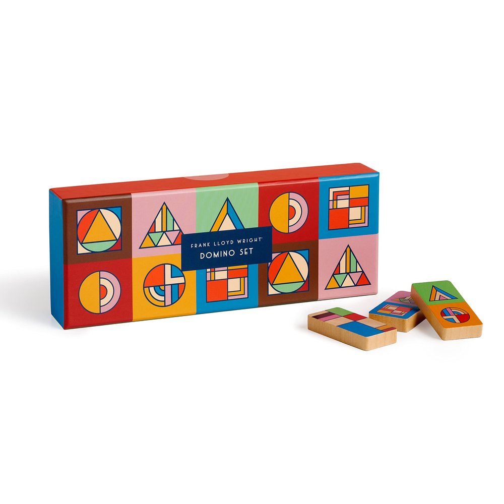 Galison Frank Lloyd Wright Domino Set 28 Double Sided Colorful Geometric Patterned Wooden Domino Pieces