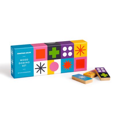 Galison Jonathan Adler Helinski Domino Set 28 Double Sided Colorful Bright Design Tile Patterned Wooden Domino Pieces