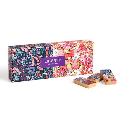 Galison Liberty Domino Set 28 Double Sided Colorful Floral Patterned Wooden Domino Pieces