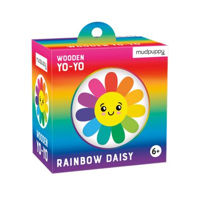 Mudpuppy Rainbow Daisy Wooden Yo-Yo with Illustrations of Colorful Daisies for Children Ages 6 and Up