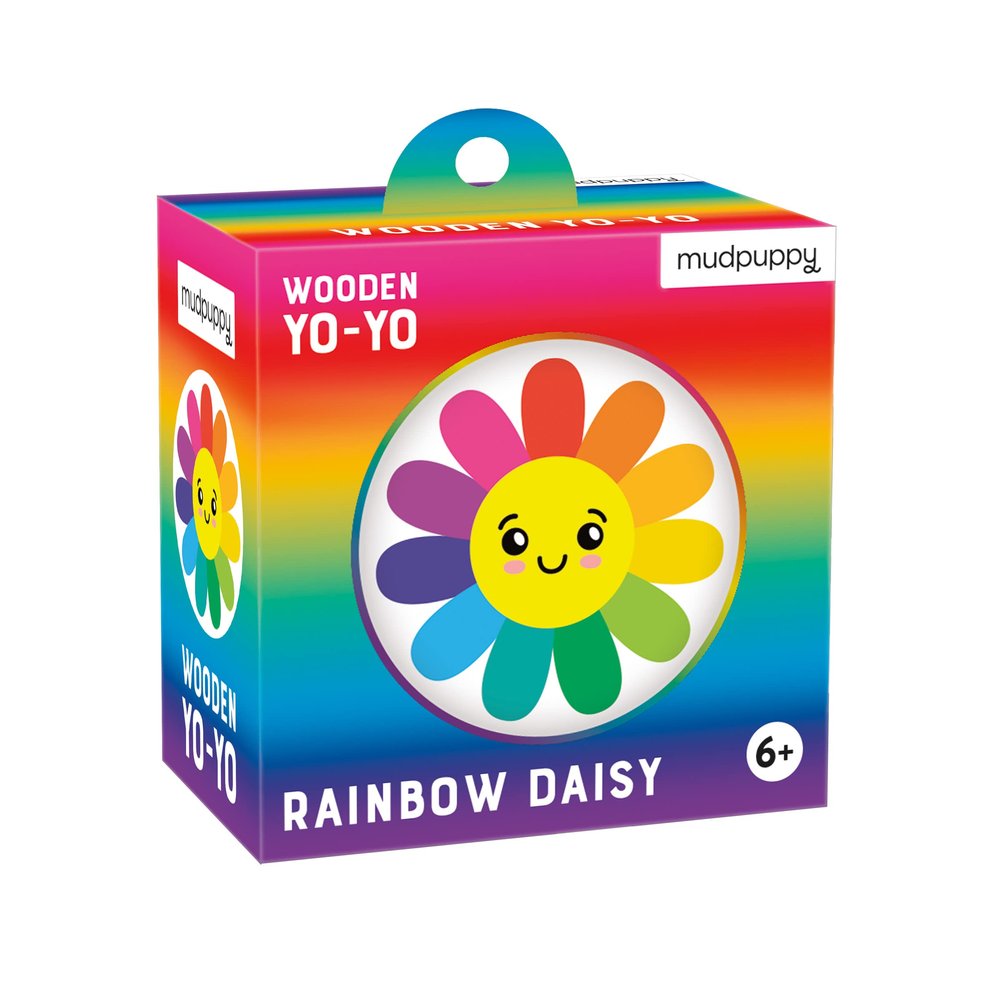 Mudpuppy Rainbow Daisy  Wooden Yo-Yo with Illustrations of Colorful Daisies for Children Ages 6 and Up