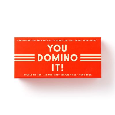 Brass Monkey You Domino It! Domino Game Set from Includes 28 Double-Sided Acrylic Dominos and Instruction Book with 15 Different Games, Perfect for Game Night, Unique Gift Idea