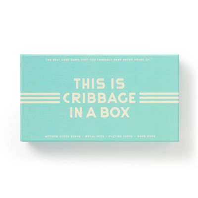Brass Monkey Cribbage in A Box Classic Game Set with Foldable Wooden Game Board and Unique Card Deck Perfect for Parties