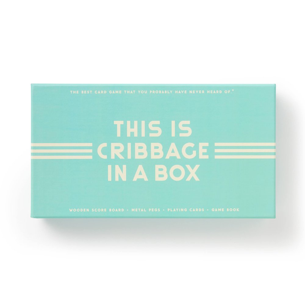 Brass Monkey Cribbage in A Box Classic Game Set with Foldable Wooden Game Board and Unique Card Deck Perfect for Parties