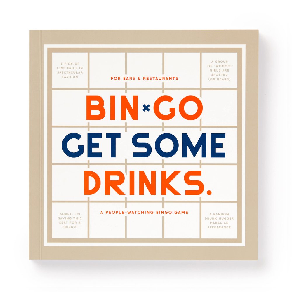 Brass Monkey Bin-go Get A Few Drinks Game Book with Perforated People-Watching Bingo Cards for Bars and Restaurants