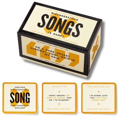 Brass Monkey Misunderstood Songs  Party Game with 300 Cards Featuring Uniquely Incorrect Lyrics of Songs, Suitable for 2-8 Players