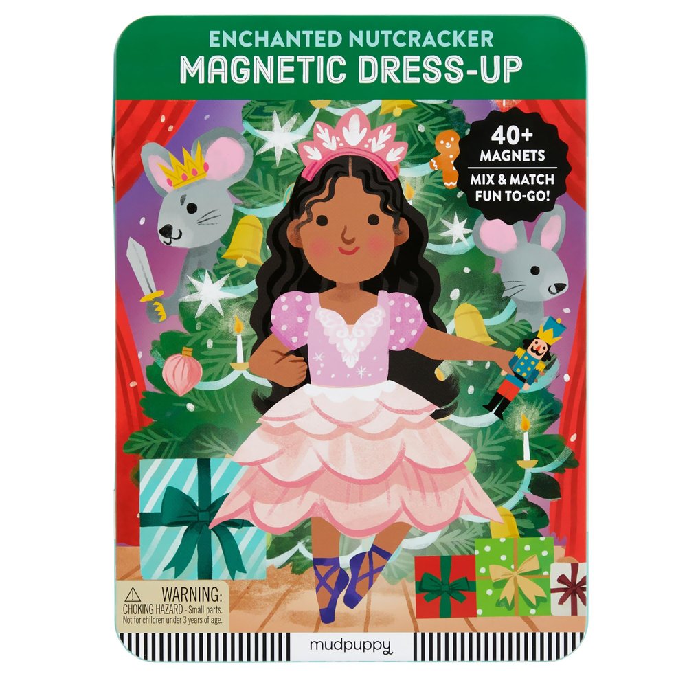 Mudpuppy Enchanted Nutcracker Magnetic Dress Up Game with Illustrated Christmas Scenes Including 2 Ballerina Characters and Over 40 Mix and Match Magnets Perfect for Holiday Travel