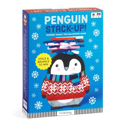 Mudpuppy Penguin Stack Up  Winter Penguin Themed Wooden Balancing Game for Motor Skill and Dexterity Building for Children Ages 4 and Up, 2+ Players