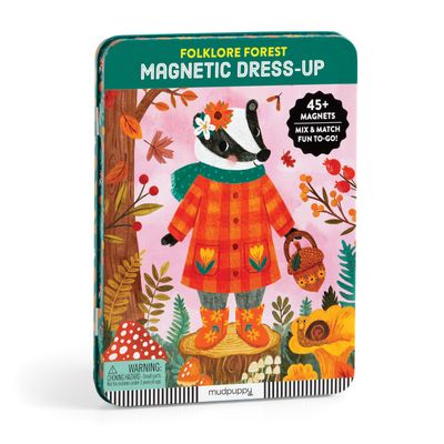 Mudpuppy Folklore Forest Magnetic Dress Up Game with Illustrated Forest Scenes Including 2 Forest Characters and Over 40 Mix and Match Magnets Perfect for Travel