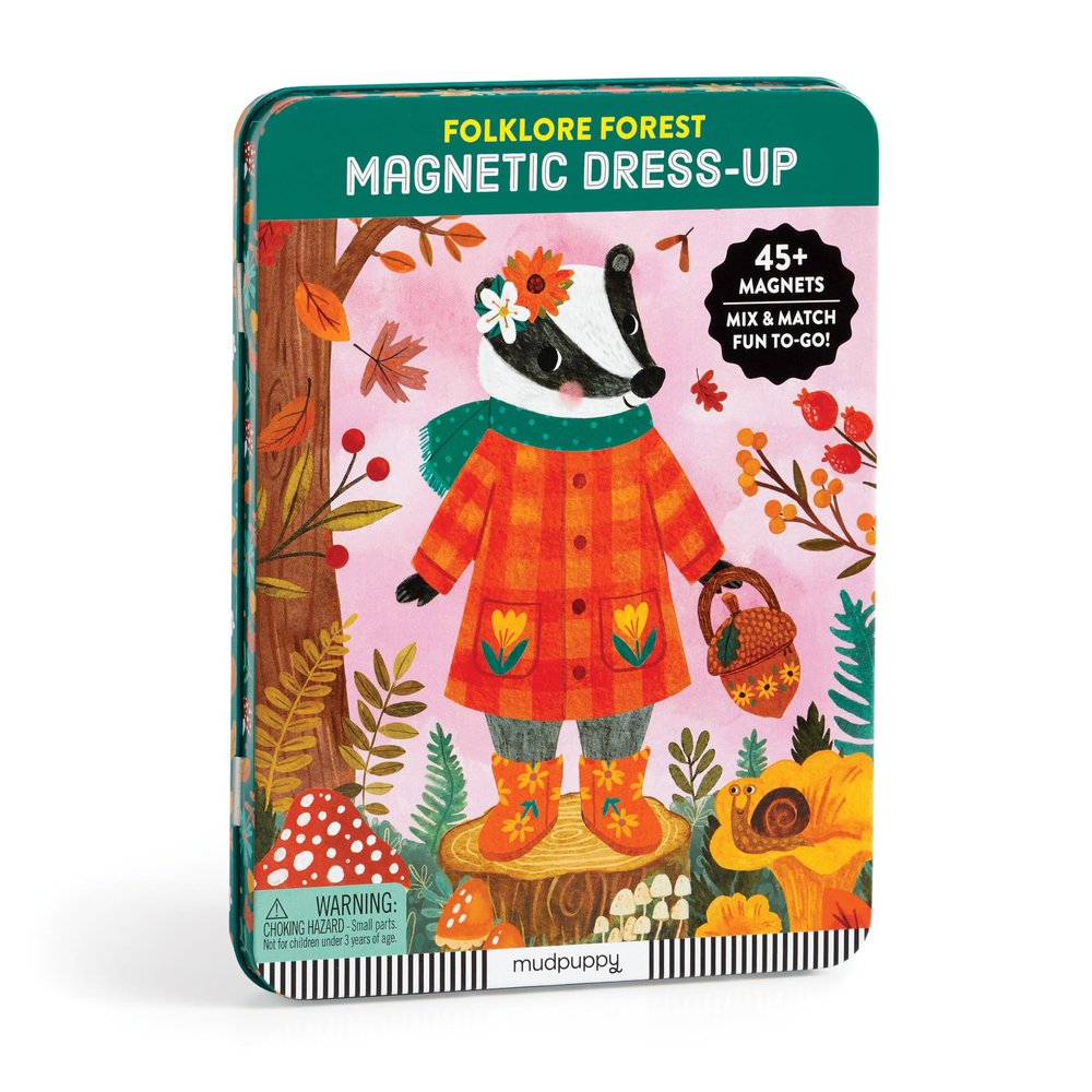 Mudpuppy Folklore Forest Magnetic Dress Up Game with Illustrated Forest Scenes Including 2 Forest Characters and Over 40 Mix and Match Magnets Perfect for Travel