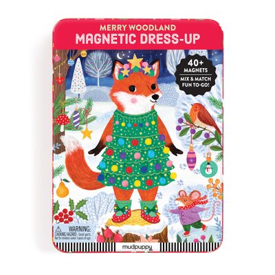 Mudpuppy - Merry Woodland Magnetic Tin Play Set for Kids
