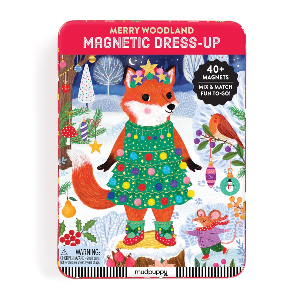 Mudpuppy - Merry Woodland Magnetic Tin Play Set for Kids