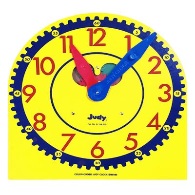 Carson Dellosa 13" x 12" Judy Clock, Learn to Tell Time with Color Coded Clock Hands, Analog Time Telling for Kids, Hands-On Learning Education Classroom and Homeschool Supplies