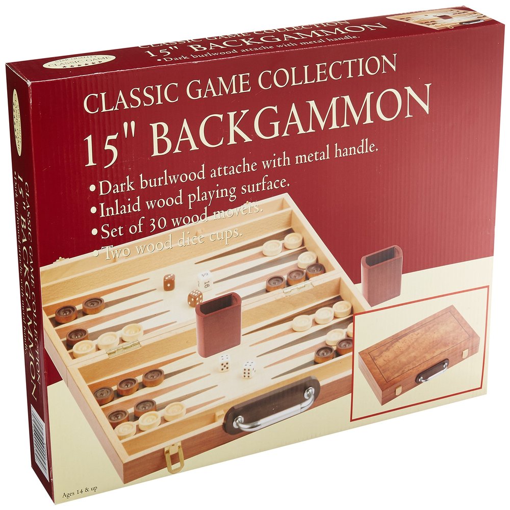 15" Burlwood Backgammon