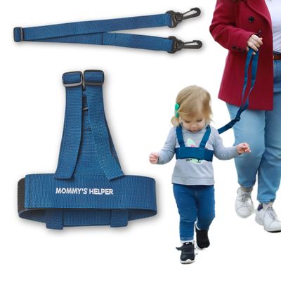 Toddler Leash & Harness for Child Safety - Keep Kids & Babies Close - Padded Shoulder Straps for Children's Comfort - Fits Toddlers w/ Chest Size 14-25.5 Inches - Kid Keeper by Mommy's Helper (Blue)