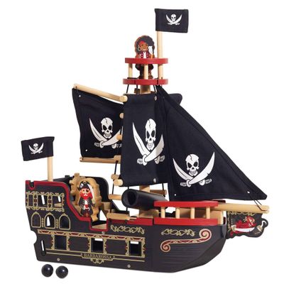 Le Toy Van Barbarossa Pirate Ship Set Premium Wooden Toys for Kids Ages 3 years & Up