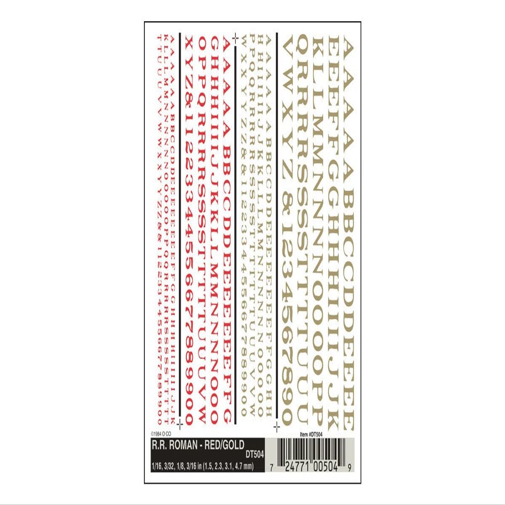 Woodland Scenics R.R. Roman red-Gold Dry Transfer Decals