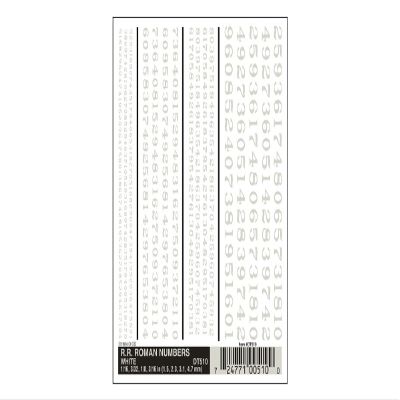 R.R. Roman Nos. white Dry Transfer Decals Woodland Scenics