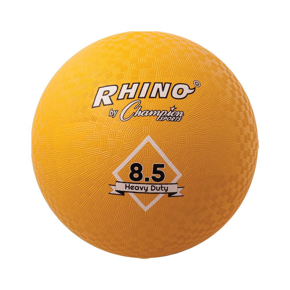 Champion Sports Heavy-Duty Rhino Playground Ball 8.5"D - Two Ply, Nylon Wound, YELLOW ONLY