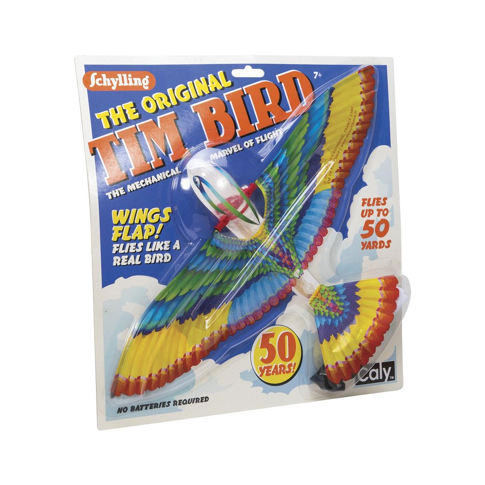 Schylling Tim Bird Flying Toy - Rubberband-Powered Mechanical Bird that Really Flies - Wings Flap and Flies 50 Feet - Ages 7 and Up