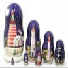 Golden Cockerel Made in Russia Lighthouses in The Night Nesting Doll 7pc/ 8 aka North American Lighthouses Collectible Babushka Russian Doll 100% Guaranteed! view 1