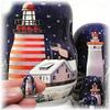 Golden Cockerel Made in Russia Lighthouses in The Night Nesting Doll 7pc/ 8 aka North American Lighthouses Collectible Babushka Russian Doll 100% Guaranteed! view 4