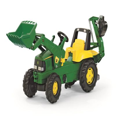 rolly toys John Deere Pedal Tractor with Working Loader and Backhoe Digger, Youth Ages 3+
