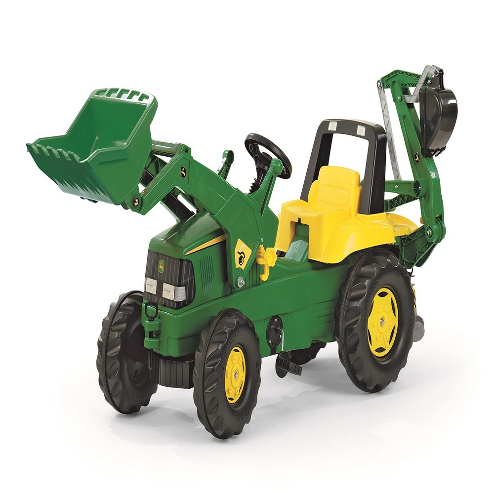 rolly toys John Deere Pedal Tractor with Working Loader and Backhoe Digger, Youth Ages 3+