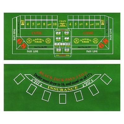 72" Craps & Blackjack Casino Activity Game Felt Layout Cloth