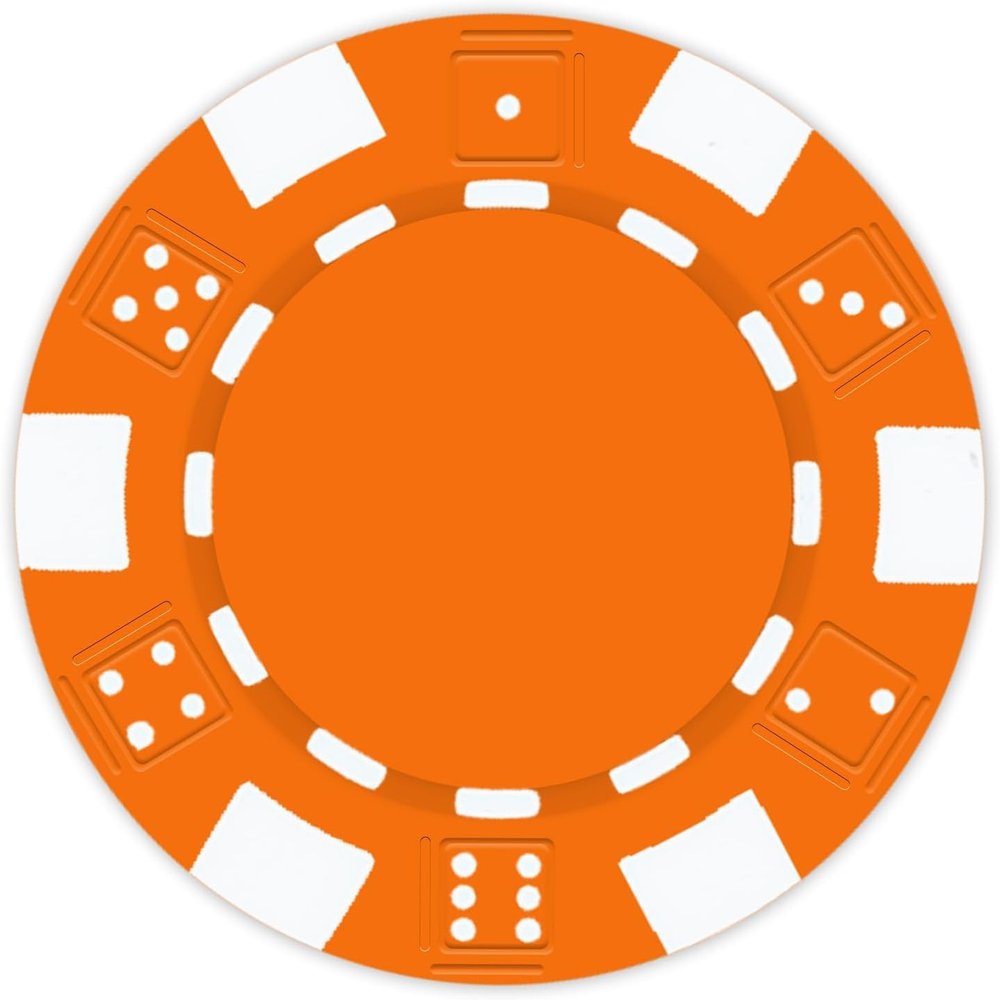 DA VINCI Pack of 50 Orange - DICE Design 11.5 gram Poker Chips