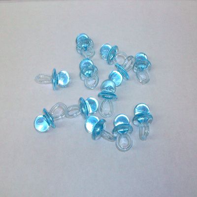 24 Blue Plastic Pacifiers Baby Shower Favor 1.5 Inches Long