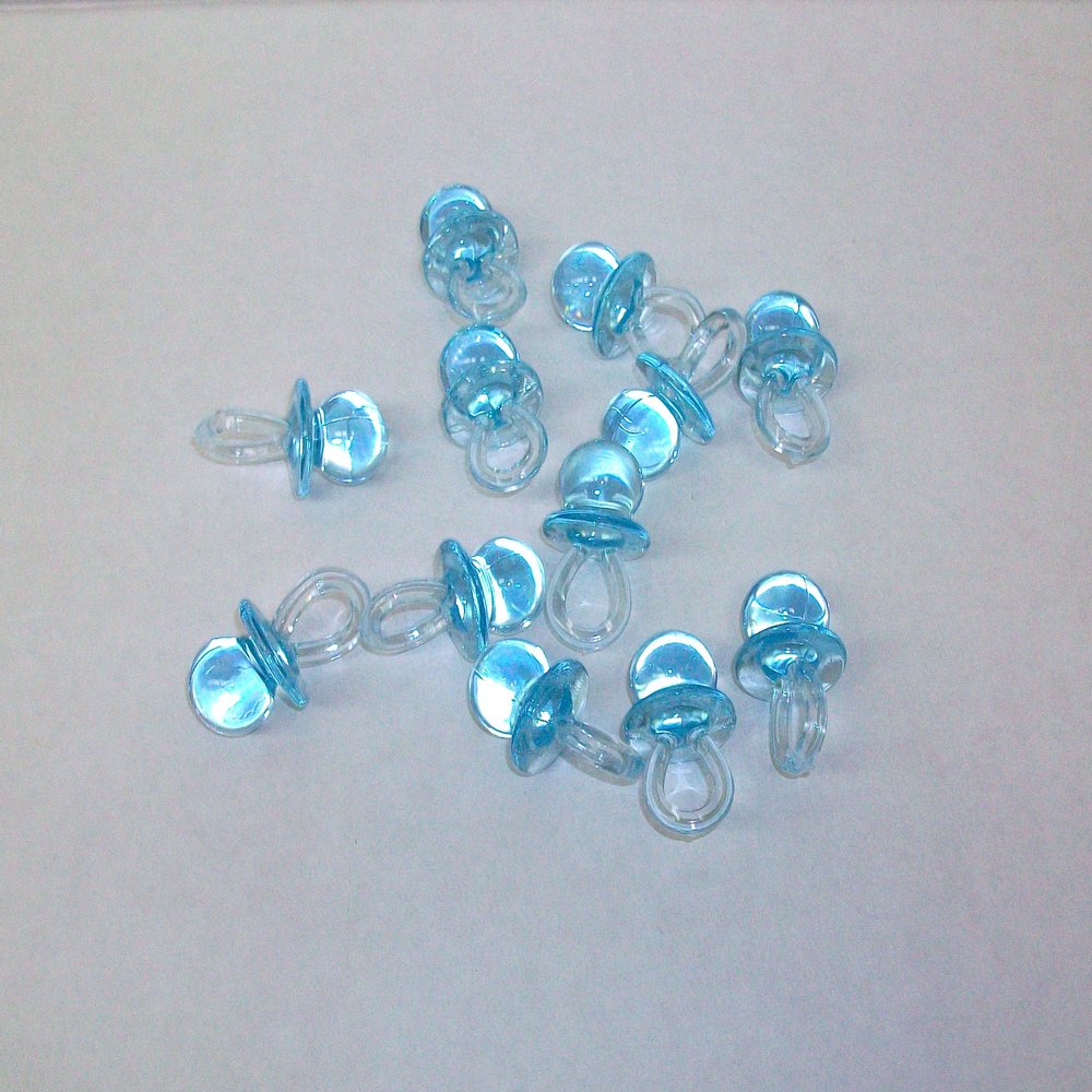 24 Blue Plastic Pacifiers Baby Shower Favor 1.5 Inches Long