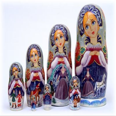 Golden Cockerel Snow Queen Matryoshka Doll 7pc./8"
