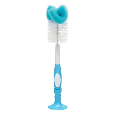 Dr. Brown's Reusable Sponge Baby Bottle Cleaning Brush with Suction Cup Stand, Scrubber and Nipple Cleaner, Assorted Color 1-Pack