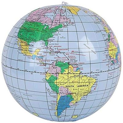 Inflatable Earth Globe Beach Ball 16" -Blue Oceans