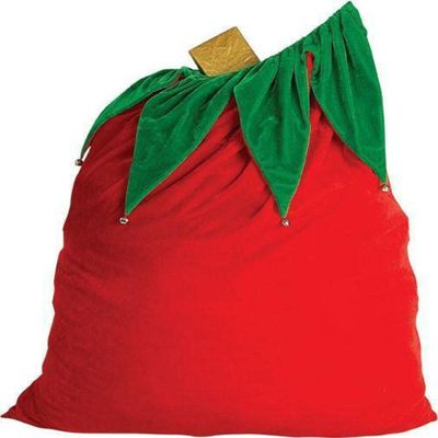 Rubie's Velour Santa Bag with Jingle Bells, Red/Green, One Size