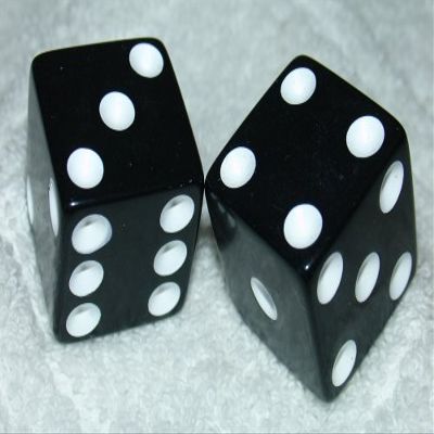 1" Huge Black Opaque Dice Pair